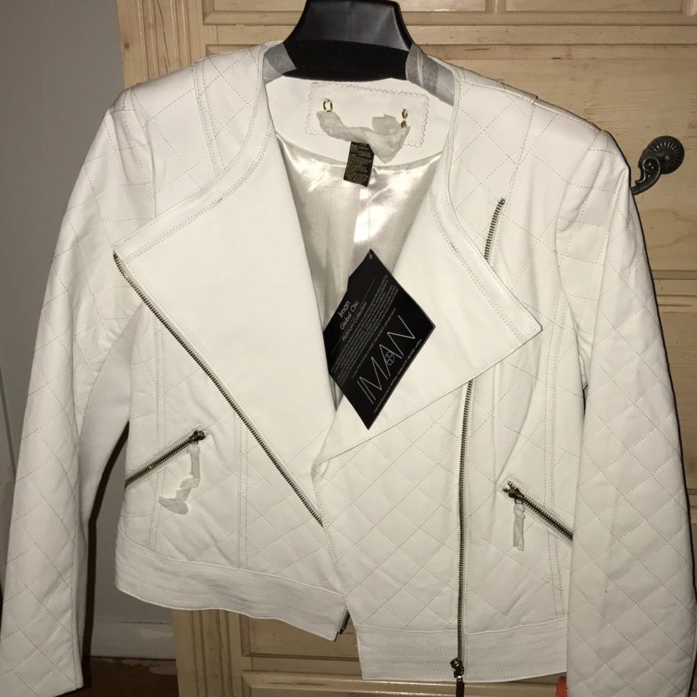 White 100% genuine leather jacket